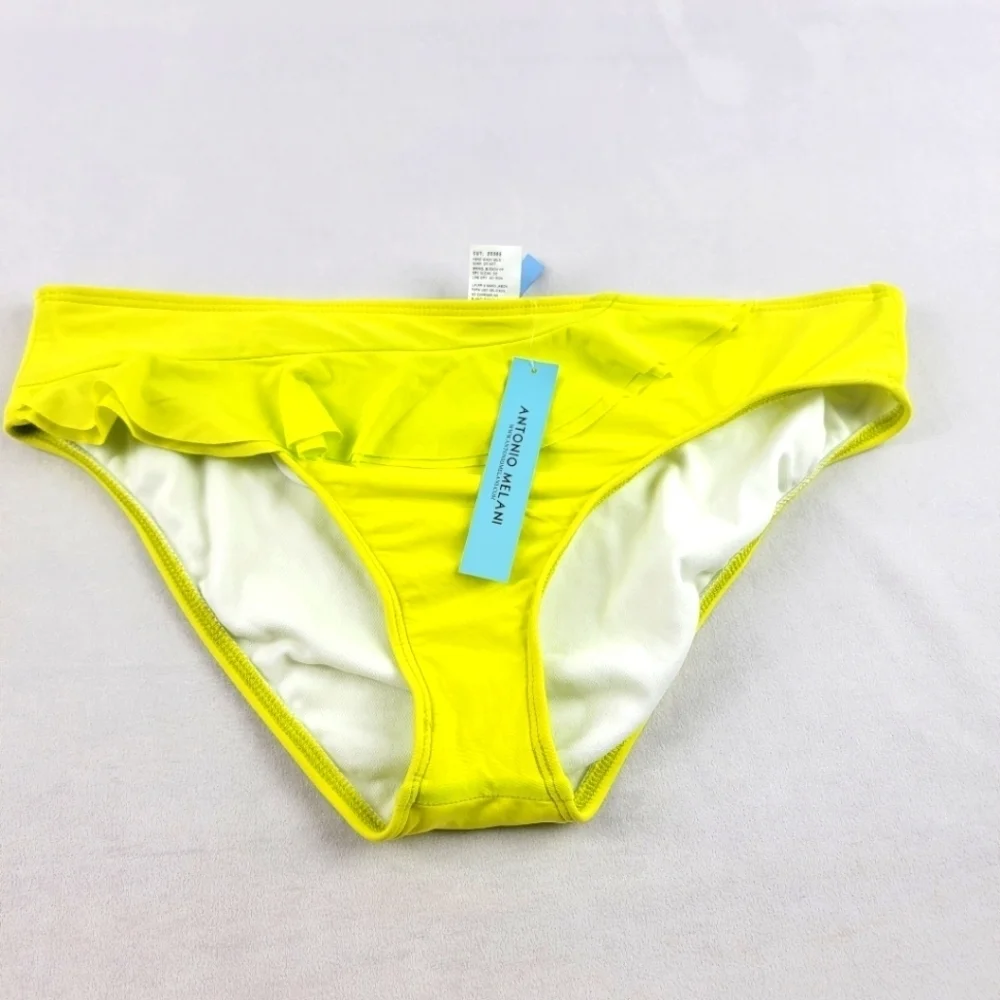 NWT Antonio Melani neon ruffle bikini bottoms‎ in size Large